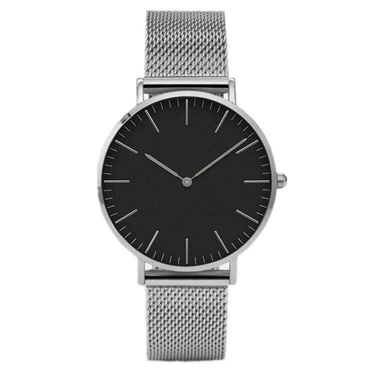 Relógio Feminino Luxo Charm Relógio Feminino Luxo Charm Pandariaimports Prata Preto 